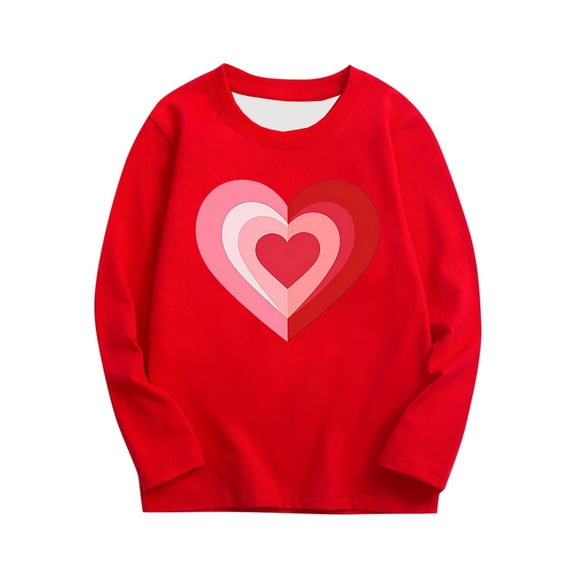 Annhoo Valentines Day Tops for Gilr Boy Crewneck Print Graphic Pullover Long Sleeve Shirts Fashion Casual Clothes