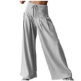 thumbnail image 1 of Annhoo Wide Leg Pants Women Casual Pleated High Waisted Flowy Palazzo Trousers Baggy Solid Color Sports Trousers, 1 of 1