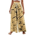 thumbnail image 1 of Annhoo Wide Leg Pants for Women Casual High Waist Trousers with Drawstring Trendy Irregular Printed Palazzo Pants, 1 of 5