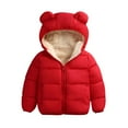 thumbnail image 1 of Annhoo Winter Fleece Lined down Jacket for Toddler Girls Long Sleeve Zipper up Hooded Puffer Coats with Bear Ears, 1 of 3