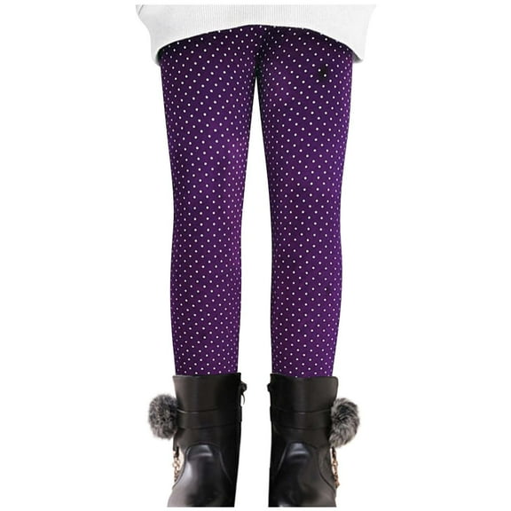 Annhoo Winter Thermal Leggings for Girls Fleece Lined Tights Trendy Polka Dots Stretchy Thickened Pants