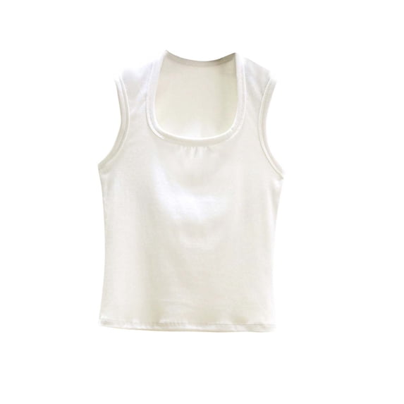 Annhoo Women Pajama Tops Stretchable Solid Color Crewneck Sleeveless Tank Shirts Going Out Clothes