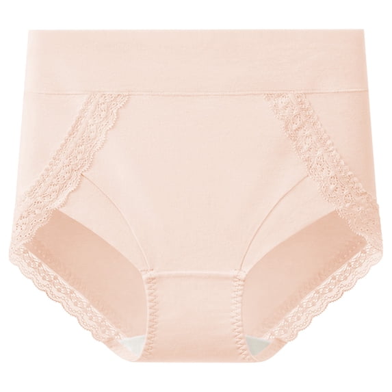 Annhoo Women’S Cotton Underwear High Waist Lace Trim No Show Briefs Comfy Elastic Nice Breathable Soft Panties