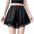 thumbnail image 1 of Annhoo Women Short Pants Loose High Waist Solid Color Lace Decor Lightweight Shorts for Under Dress Going Out Clothes, 1 of 9