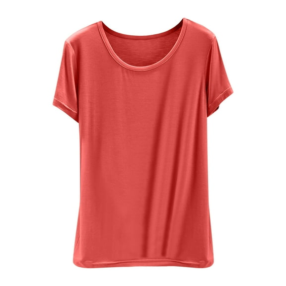 Annhoo Women T-Shirts Oversized Summmer Basic Short Sleeve Tops Crew Neck Casual Solid Color Tunic Blouse