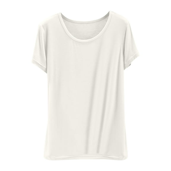 Annhoo Women T-Shirts Oversized Summmer Basic Short Sleeve Tops Crew Neck Casual Solid Color Tunic Blouse