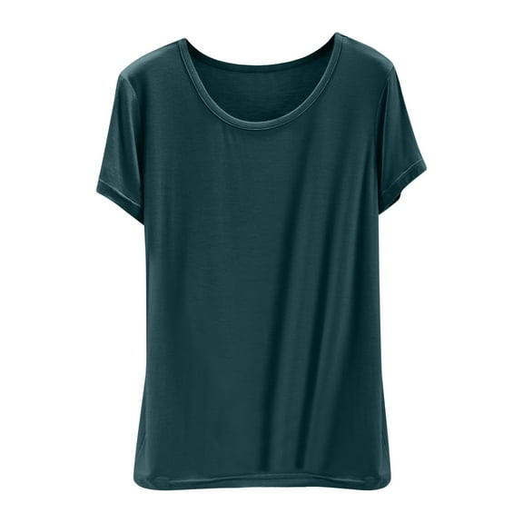 Annhoo Women T-Shirts Oversized Summmer Basic Short Sleeve Tops Crew Neck Casual Solid Color Tunic Blouse