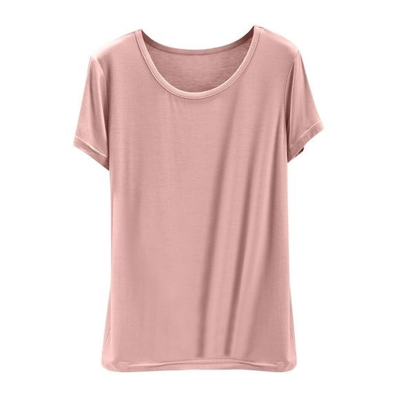 Annhoo Women T-Shirts Oversized Summmer Basic Short Sleeve Tops Crew Neck Casual Solid Color Tunic Blouse
