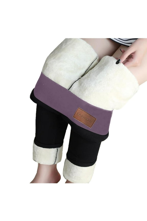Women Winter Warm Thick Leggings High Waist Fleece Lined Thermal Pants Plus Size Soft Stretchy Trousers