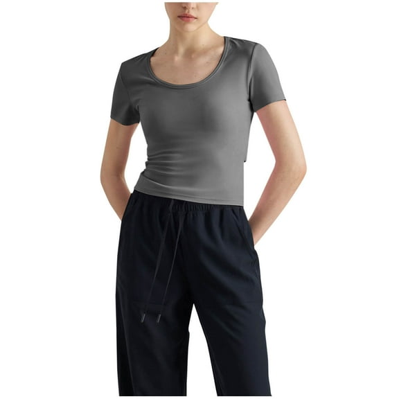 Annhoo Women Workout Tops Short Sleeve Cutout Crew Neck Blouse Tennis Yoga Gym Athletic Lightweight Tshirts