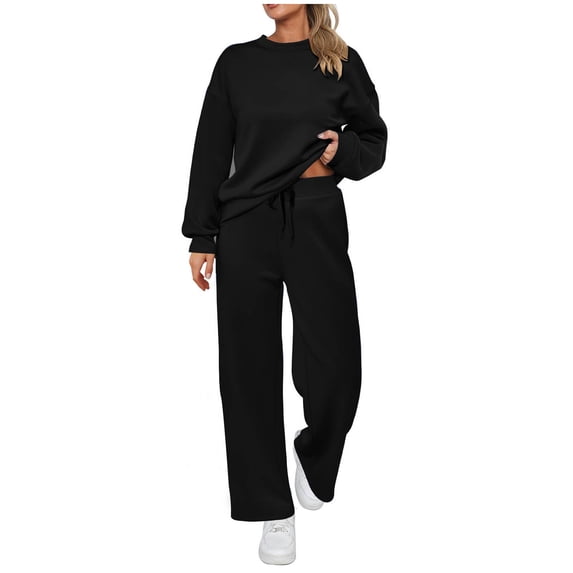 Annhoo Women's 2 Piece Outfits Sweatsuits Long Sleeve Crewneck Sweatshirts Sweatpants Tracksuits Athletic Clothing Sets