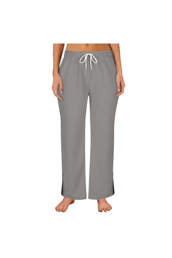 Women's Business Pants Straight Leg Side Split High Wasited Sweatpants Dressy Outdoor Trousers Casual Pants with Pockets