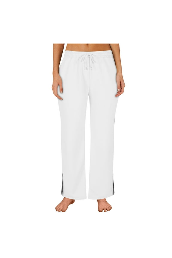 Women's Business Pants Straight Leg Side Split High Wasited Sweatpants Dressy Outdoor Trousers Casual Pants with Pockets