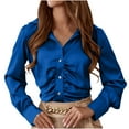 thumbnail image 1 of Annhoo Women's Button down Shirts Fall Classic Long Sleeve Collared Blouses Ealgant Office Casual Work Tops, 1 of 8