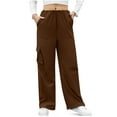 thumbnail image 1 of Annhoo Women's Cargo Pants Casual Elastic High Waist Straight Leg Trousers Outdoors Sports Pants with Multi Pockets, 1 of 8
