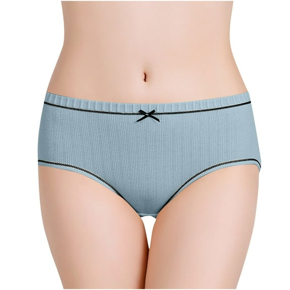 Annhoo Women's Cotton Briefs Cute Bow Front Soft Elastic Mid Waist Breathable Underwear Comfortable Stylish Panties