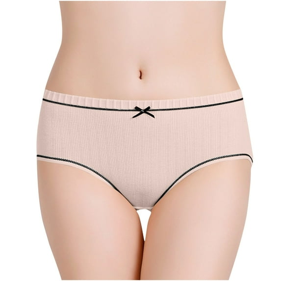 Annhoo Women's Cotton Briefs Cute Bow Front Soft Elastic Mid Waist Breathable Underwear Comfortable Stylish Panties