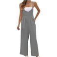thumbnail image 1 of Annhoo Women's Cotton Linen Sleeveless Jumpsuits Summer Lightweight Loose Wide Leg Rompers Spaghetti Strap Outfits, 1 of 6