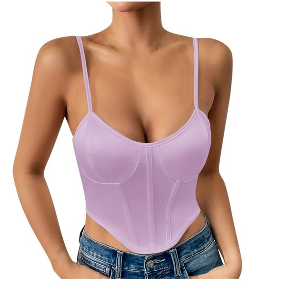 Annhoo Women's Crop Tank Tops Fashion Summer Satin Sleeveless Solid Color Basic Vest Lightweight Shirts