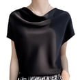 thumbnail image 1 of Annhoo Women's Elegant Shirts Loose Cowl Neck Solid Color Short Sleeve Tops Comfortable Dressy Casual Clothes, 1 of 2