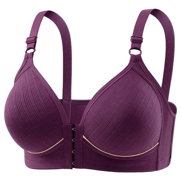 Annhoo Women's Front Closure Bras Breathable Full Coverage Gathered Bralettes High Support Wirefree Underwear