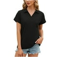 thumbnail image 1 of Annhoo Women's Golf Shirt Short Sleeve Collared V-Neck Casual Work Tennis Tops Basic Solid Color Summer Tshirts, 1 of 8