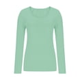 thumbnail image 1 of Annhoo Women's Long Sleeve Tops Lightweight Slim Crewneck Solid Color Basic T-Shirt Fashion Casual Clothes, 1 of 1