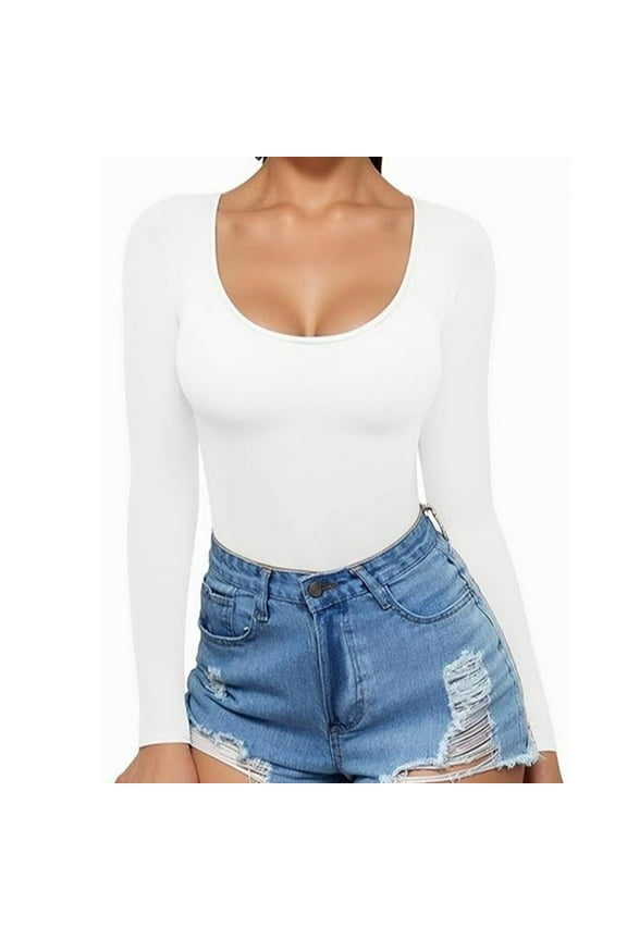 Women's Long Sleeve Tops Lightweight Slim Crewneck Solid Color Basic T-Shirt Fashion Casual Clothes