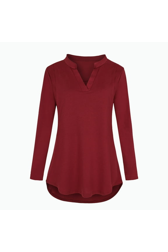 Women's Maternity Blouse Notch V Neck 3/4 Roll Sleeve Solid Color Nursing Tops Pregnant Breastfeeding Shirts