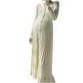 thumbnail image 1 of Annhoo Women's Maternity Knit Dress Button Down Elagant Pleated V-Neck Long Sleeve Clothes Trendy Pregnancy Maxi Dresses, 1 of 3