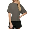 thumbnail image 1 of Annhoo Women's Oversized Tops Half Sleeve Solid Color Crewneck Casual Loose Shirts Trendy Basic Clothes, 1 of 2