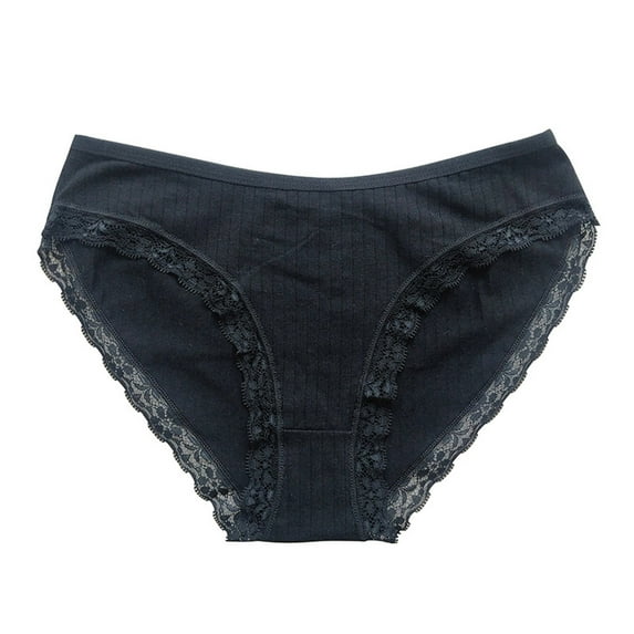 Annhoo Women's Panties Lace Trim Mid Waisted Cotton Underwear Casual Comfort Solid Color Everyday Briefs
