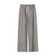 thumbnail image 1 of Annhoo Women's Plaid Pants Flowy Oversize Wide Leg High Waist Block Color Trouser with Drawstring Casual Clothes, 1 of 3