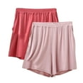 thumbnail image 1 of Annhoo Women's Plus Size Pajama Shorts 2 Pack Summer Casual Cozy Elastic Waisted Sleep Short Solid Color Bottoms, 1 of 2
