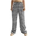 thumbnail image 1 of Annhoo Women's Plush Pajama Pants Winter Comfy Warm High Waisted Striped Fleece Trousers Soft Straight Leg Pants, 1 of 5
