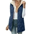 thumbnail image 1 of Annhoo Women's Puffer Jacket Zipper Sleeveless Hooded Trendy Quilted Coat Winter Thick Warm Comfy Fleece Long Outerwear, 1 of 8