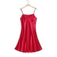 thumbnail image 1 of Annhoo Women's Satin Nightgown Sleeveless V Neck Spaghetti Strap Mini Nightdress Ladies Casual Comfort Cami Nightshirt, 1 of 2