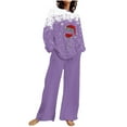 Annhoo Women's Sets Christmas Plus Size Wine Glass Printed Outfits 2