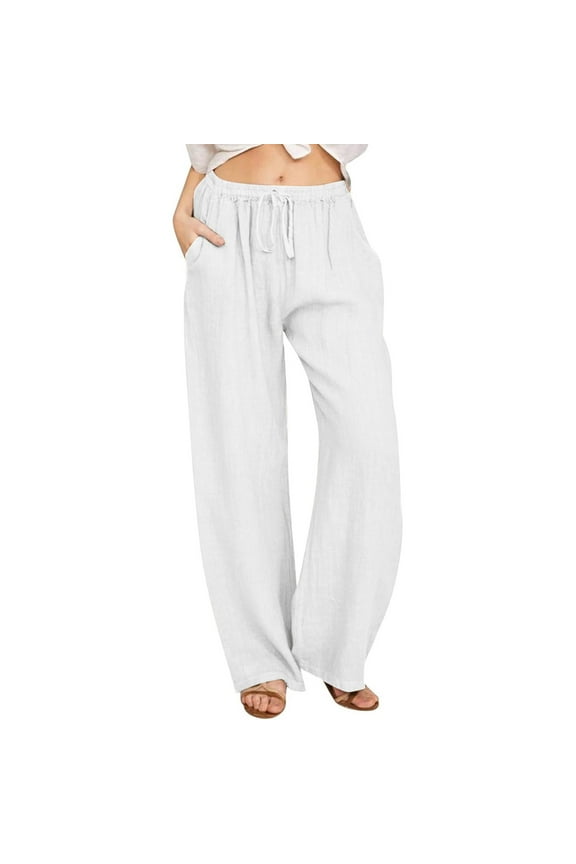 Women's Spring Pants Drawstring High Waist Wide Leg Loose Pleat Textured Loungewear Going Out Clothes