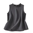 thumbnail image 1 of Annhoo Women's Summer Sleeveless Tops Crew Neck Cotton Linen Ruffle Comfy Tees Casual Beach Vacation Tank Tunics, 1 of 3