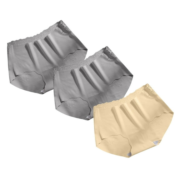 Annhoo Women's Underwear Full Coverage Seamless Hollow out Panties Ladies No Show Mid Waist Breathable Briefs 3 Pack