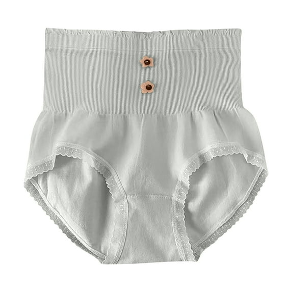 Annhoo Women's Underwear High Waisted Floral Comfortable Briefs Sweet Breathable Hip Lift Elastic Underpants Panties