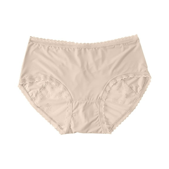 Annhoo Women's Underwear Seamless Lace Trim Comfy Breathable Elastic Waist Panties Cute Solid Color Underpants Briefs