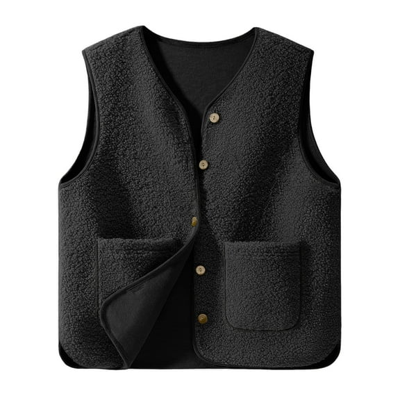 Annhoo Women's Winter Sweater Vest Trendy Casual Button Down Winter Jacket with Pockets Comfy Warm Daily Fleece Coat