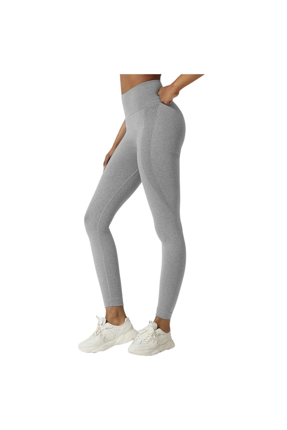 Women's Yoga Pants High Waist Solid Color Athletic Leggings Trendy Running Activewear Clothes