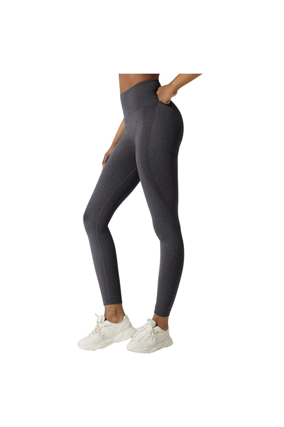 Women's Yoga Pants High Waist Solid Color Athletic Leggings Trendy Running Activewear Clothes