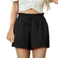 thumbnail image 1 of Annhoo Womens Summer Shorts Drawstring Ruffle Elastic Waisted Trendy Lounge Solid Color Casual Shorts, 1 of 4