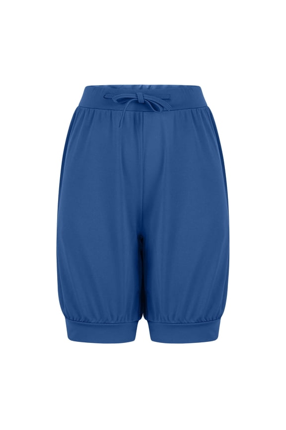 Womens Bloomers Shorts Knee Length Drawstring Elastic Pants Jogger Casual Summer Beach Pockets Vacation Shorts