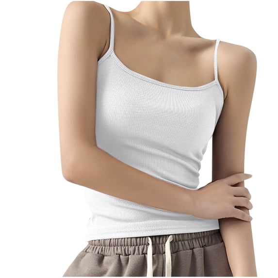 Annhoo Womens Camisole Casual Square Neck Ribbed Knit Solid Color Thin Strap Tank Tops Loungewear Clothes