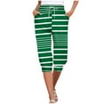 thumbnail image 1 of Annhoo Womens Capri Pants High Waisted Drawstring Lounge Pants Trendy Stripes Print Trousers with Pockets, 1 of 6